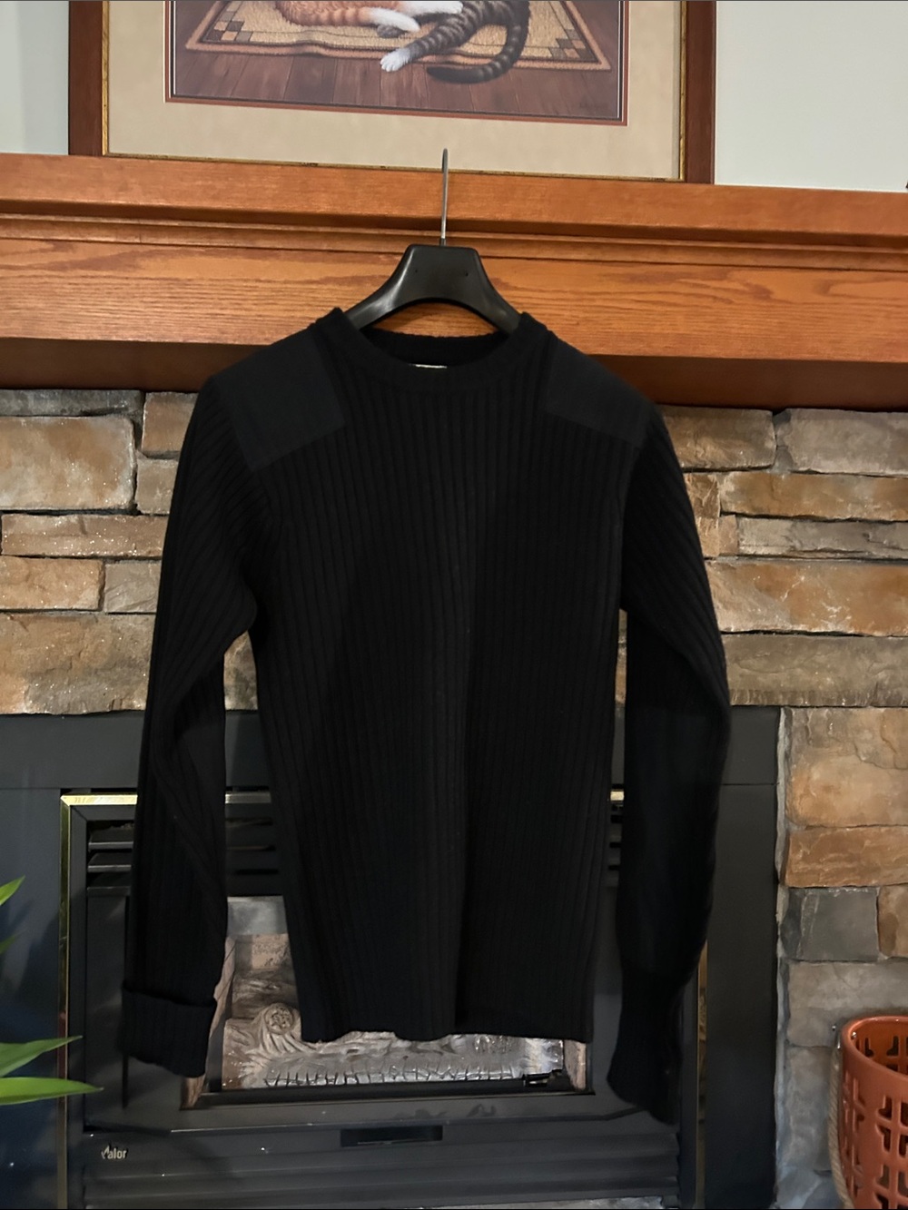 L.L. Bean Men's Black Ribbed Crewneck Sweater